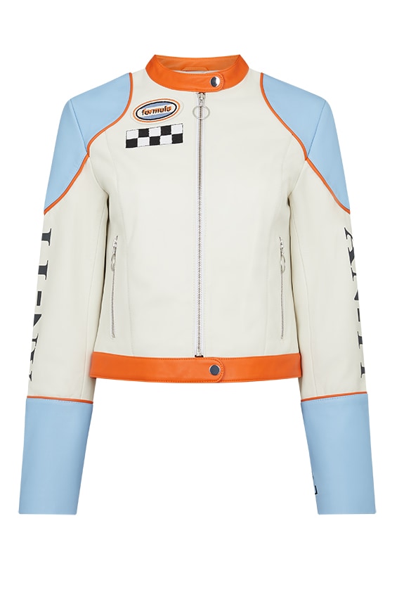 Blue and white leather jacket 2025