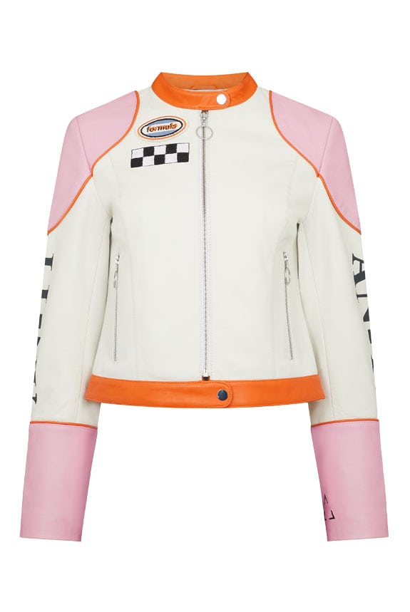 AN-Y1 // Leather Racer Jacket Pink
