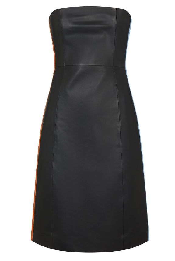 Designer strapless leather dress - Little black dress