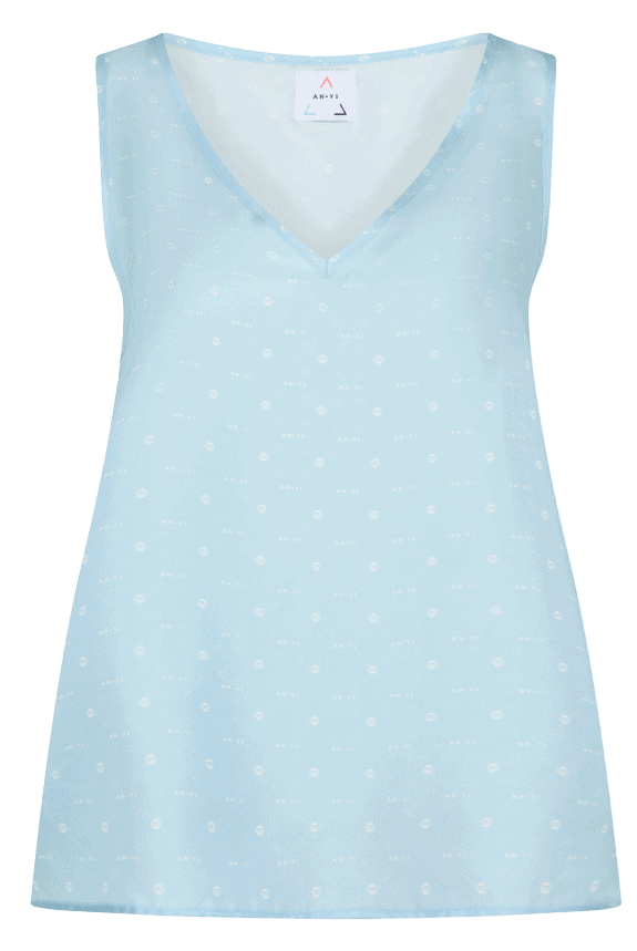 AN-Y1 // Circuit Silk V-Neck Vest in Baby Blue