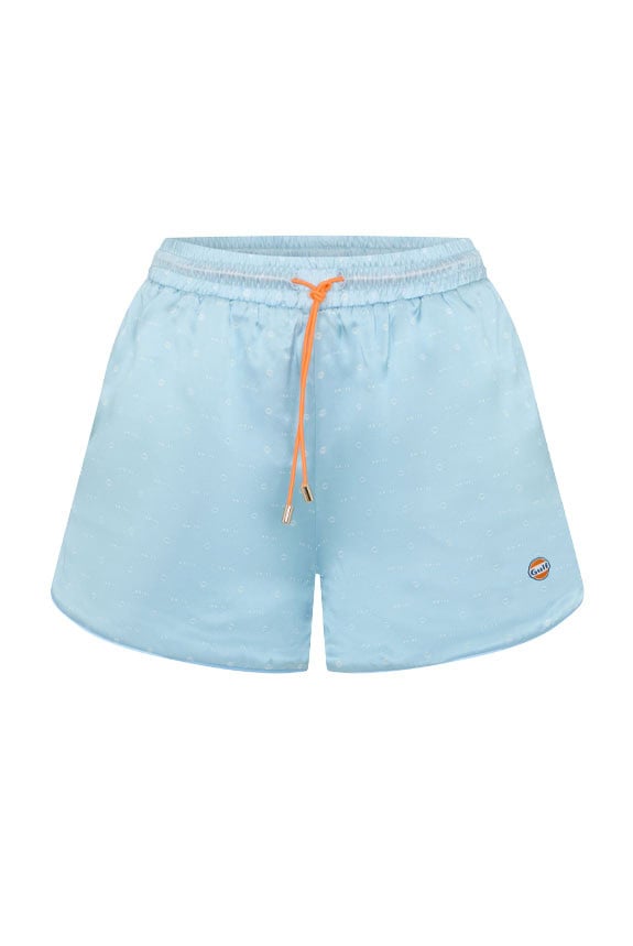 Baby blue silk racer shorts