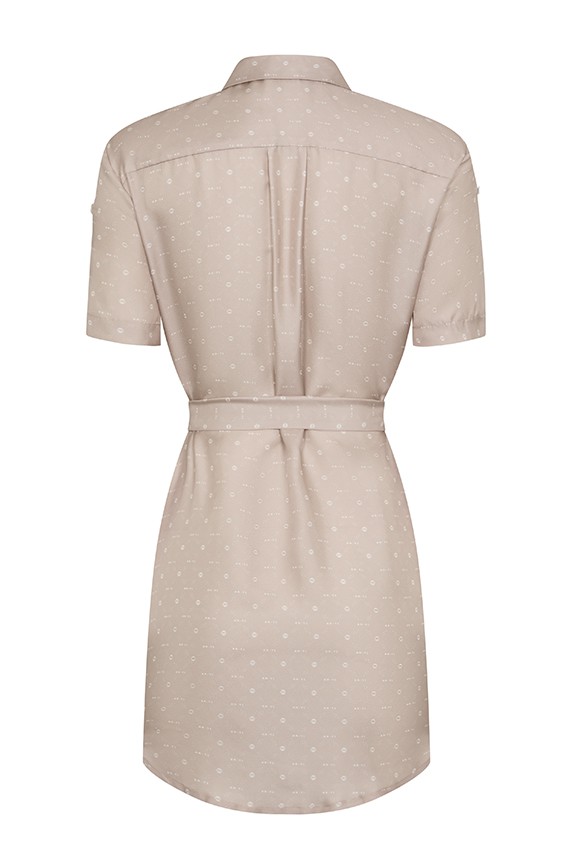 Designer rose gold belted silk dress