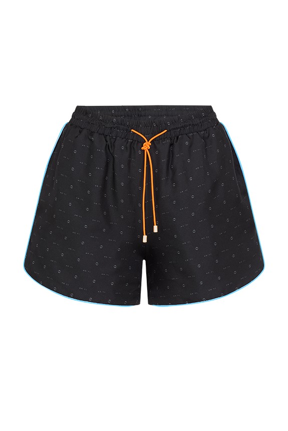 Black monogram women's luxury silk shorts
