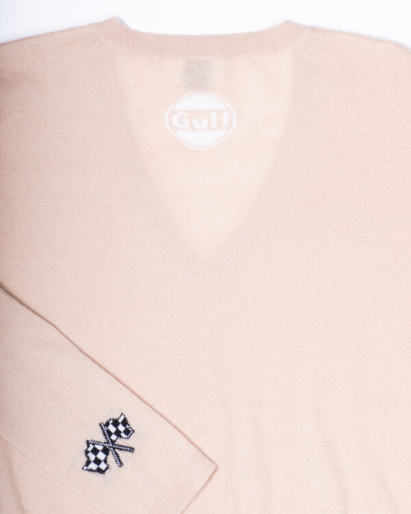 AN-Y1 // Palm Cashmere V Neck Beige Jumper - Image 4